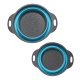Foldable Kitchen Silicone Colander Collapsible Fruit Vegetable Washing Basket Strainer, Set of 2 pcs, Blue