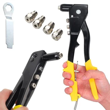 Hand Riveter with 4 Nozzles, Yellow