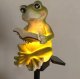 Solar garden LED lamp frog reading a book, warm white