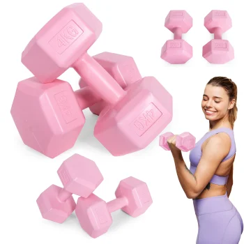 Modernhome HCD-8-PK Hexagonal Dumbbells, 2x4 kg, Pink
