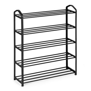 ModernHome 5-Tier Metal Shoe Rack for 15 Pairs, Black