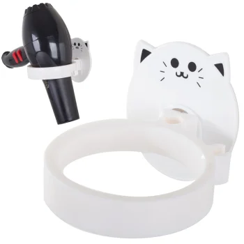 Wall-Mounted Hair Dryer Holder, White