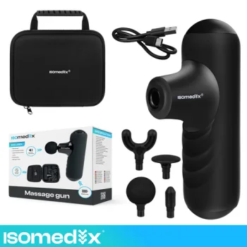 Mini Massage Gun Isomedix, 2x 2500 mAh, 5 Modes, 4 Heads