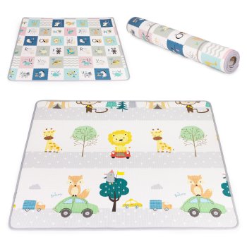 ECOTOYS Educational Foam Play Mat for Kids Reversible Roll-Up with Alphabet