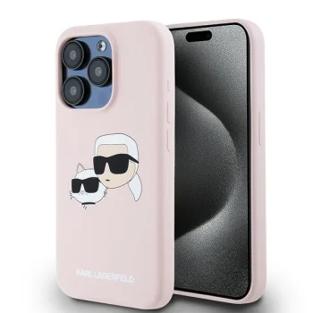 Karl Lagerfeld iPhone 15 Pro Case Silicone Karl & Choupette MagSafe, Pink