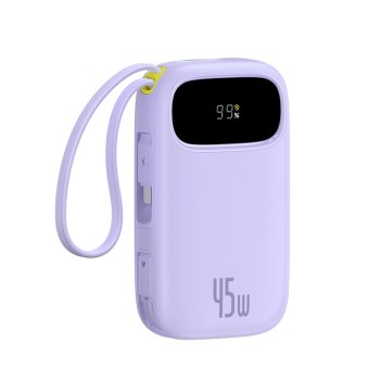 Baseus EnerFill FC31 20000mAh 45W Power Bank with Display with USB-C and Lightning Cables - Purple