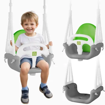 Ricokids 3-in-1 Toddler Bucket Swing Elephant, Grey/Green