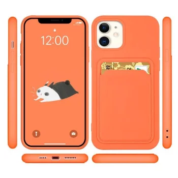 Card Case Silicone Case for Samsung Galaxy A73 with Card Slot, Pink