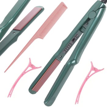 Hair Straightener with Ceramic Plates, Adjustable Temperature, 5 Modes, 60W, green