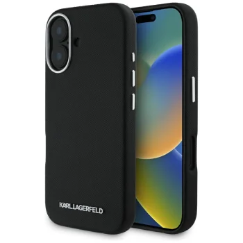 Karl Lagerfeld Saffiano MagSafe Case for iPhone 16 - Black