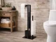 Freestanding Toilet Paper Holder Stand with Brush 3-in-1 Black
