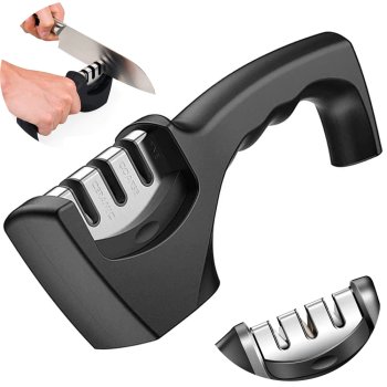 3-Step Kitchen Knife Sharpener (Black)