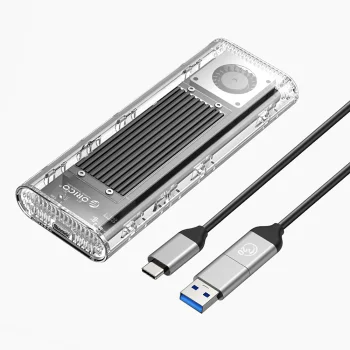 Orico TCM2-G20 M.2 NVMe SSD External Enclosure, 20Gbps, Silver/Transparent