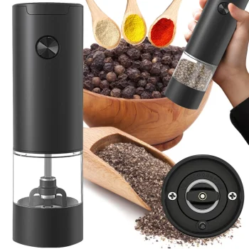 Electric Salt and Pepper Grinder with LED Light, Black