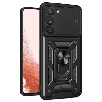 Hurtel Hybrid Armor Camshield Case for Samsung Galaxy S23, Black