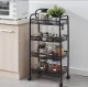 ModernHome PJJKT0103-04 Mobile Metal Shelving Unit with 4 Baskets and Wheels, Black