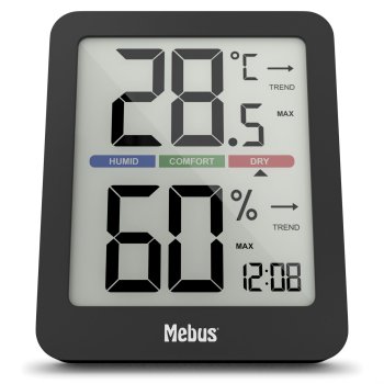 Mebus 11115 digitālais termo-higrometrs, melns