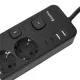 Huslog Power Strip with 5 Switches, 4 Schuko Outlets, 4x USB, 1.5m, Black