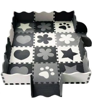 Пенный коврик-пазл манеж 36 эл. 30x30 см, черно-белый