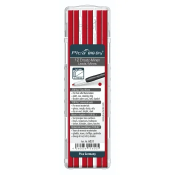 Pica BIG DRY FOR ALL Marker Leads 2 x 5 mm, 12-Pack, Red