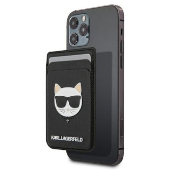 Karl Lagerfeld Saffiano Choupette Head MagSafe Wallet Black