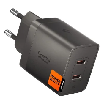 Spigen Essential EE472EU-GAN 2-Port Wall Charger 47W, Dark Grey