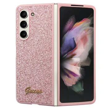 Guess Samsung Galaxy Z Fold 5 Case Glitter Script, Pink