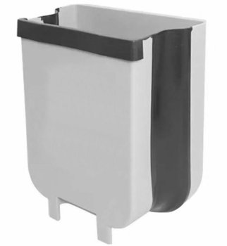 Foldable hanging trash bin, 8L, white