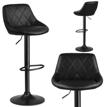 Sofotel Nerra Adjustable Bar Stool with Back and Black Base, Black