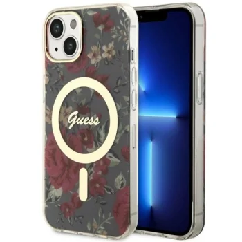 Guess iPhone 14 Plus Case Flower MagSafe, Green