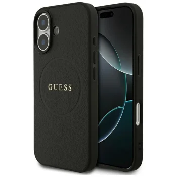 Guess Grained Ring MagSafe Case for iPhone 17 - Black