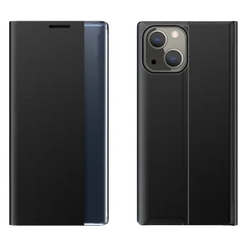 Knygutės tipo atverčiamasis dėklas iPhone 13 mini Sleep Case su langeliu, juodas