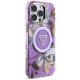 Guess Glitter Flowers Triangle Buttons MagSafe Phone Case Cover iPhone 16 Pro Max Purple