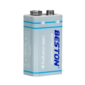 Rechargeable 9V Li-Ion Battery 1000mAh with USB-C Port and Cable