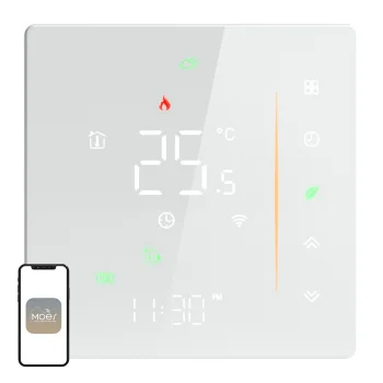 MOES WHT-006-GB-WH Wi-Fi Thermostat for Electric Heating, White