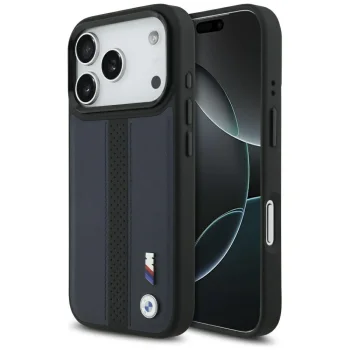 BMW M Perforated Stripe Logo MagSafe Case for iPhone 17 Pro - Navy Blue