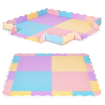 IPLAY Foam Puzzle Play Mat for Kids with Fence 24 Tiles 141.5x141.5 cm Colorful