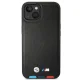 BMW iPhone 14 Case Leather Stamp Tricolor MagSafe, Black