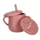 Set of silicone children\'s dishes 9 elements, dark pink