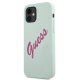 Guess iPhone 12 mini Case Silicone Vintage Script, Fuchsia Blue