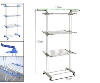 Clothes laundry dryer clothes folding 3 levels vertical dark grey XXL