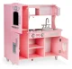 Ecotoys Large Wooden Play Kitchen with Sound Effects, Pink