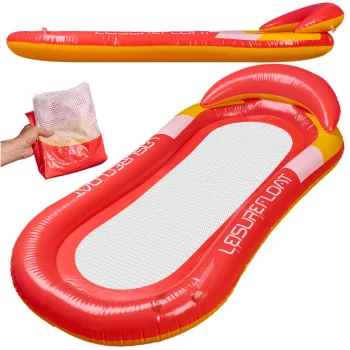 Inflatable Water Hammock Lounge with Mesh, 150x70 cm, Red