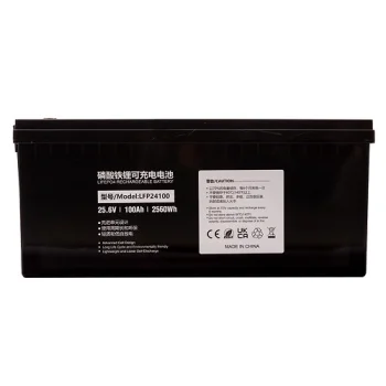 Lithium Iron Phosphate Battery LiFePO4 25.6V, 100Ah, 2560Wh, Black