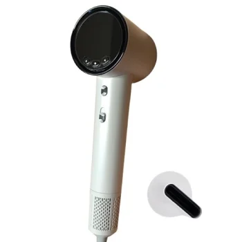 Hair Dryer with LCD Screen, 6 Modes, Negative Ions, 1800W, White