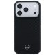 Mercedes Leather Semi Wrap Wood Effect MagSafe Case for iPhone 17 Pro Max, Black