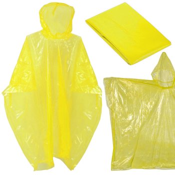 Waterproof Rain Poncho with Hood for Adults, Lightweight, Yellow