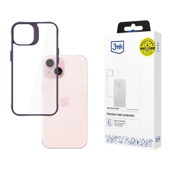 3Mk Protection Satin Armor Case+ for Apple iPhone 15, Transparent/Purple