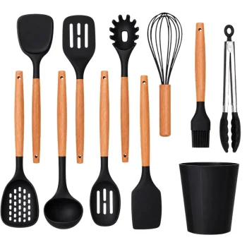 Silicone Kitchen Utensil Set, 11 Pieces, Black