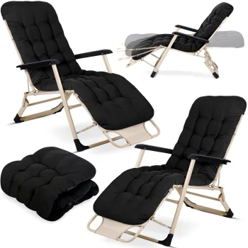 Sofotel Chillwell Folding Garden Lounger with Cushion, Set of 2, Black